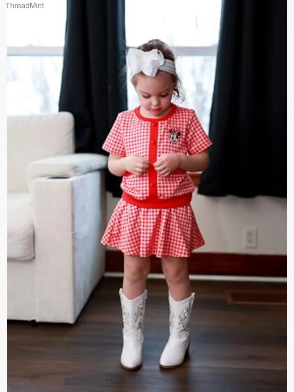 Disney Minnie Mouse Toddler Girl 2-Piece Skirt Set with Knit Top & Tweed Skirt